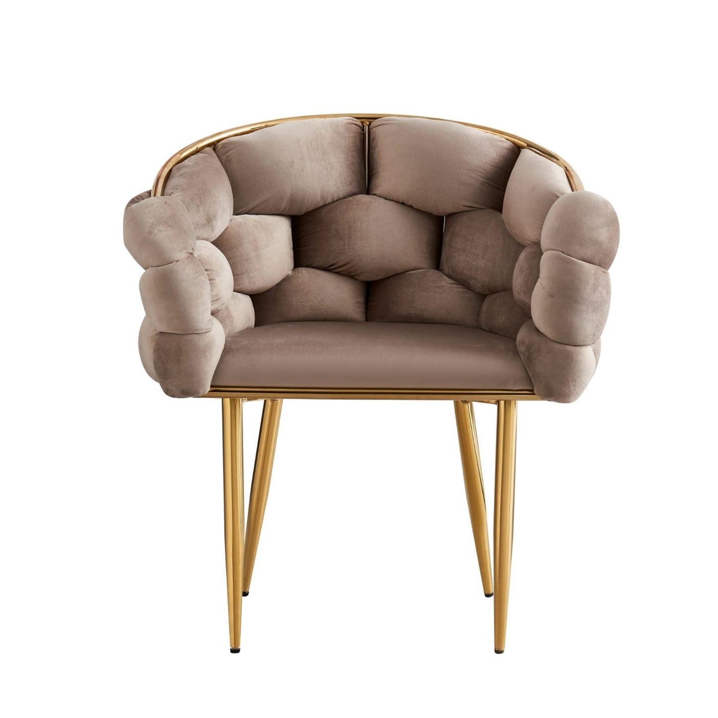 CHAISE BALLON TAUPE PIEDS DORÉS