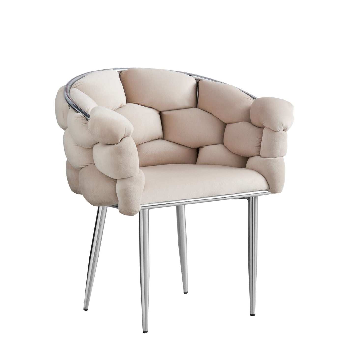 CHAISE BALLON BEIGE PIEDS ARGENT