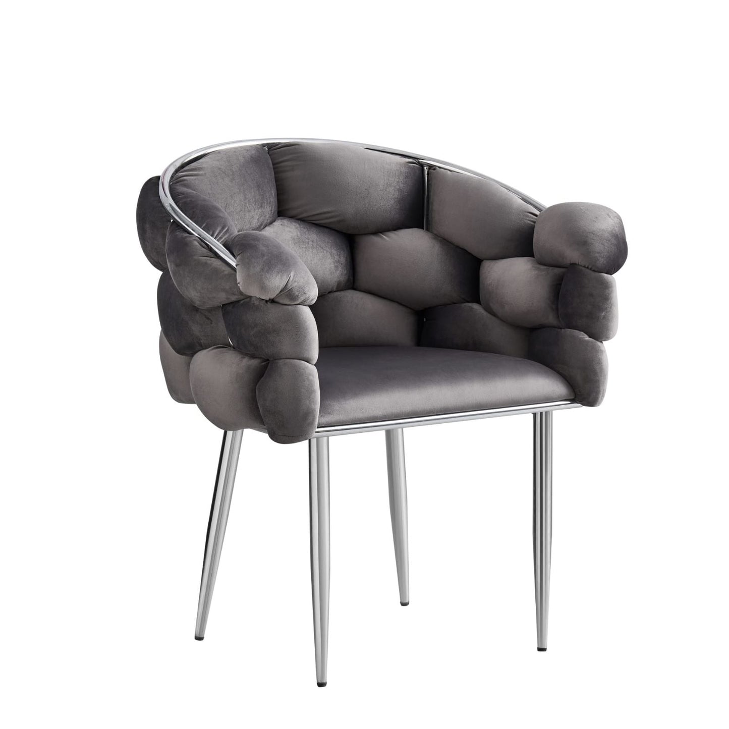 CHAISE BALLON GRIS PIEDS ARGENT