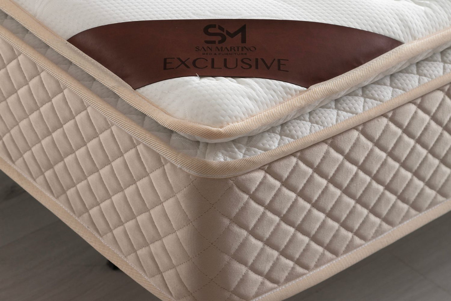 Matelas San Martino Exclusif Ressorts Beige - 32 cm avec surmatelas Intégré 140x190