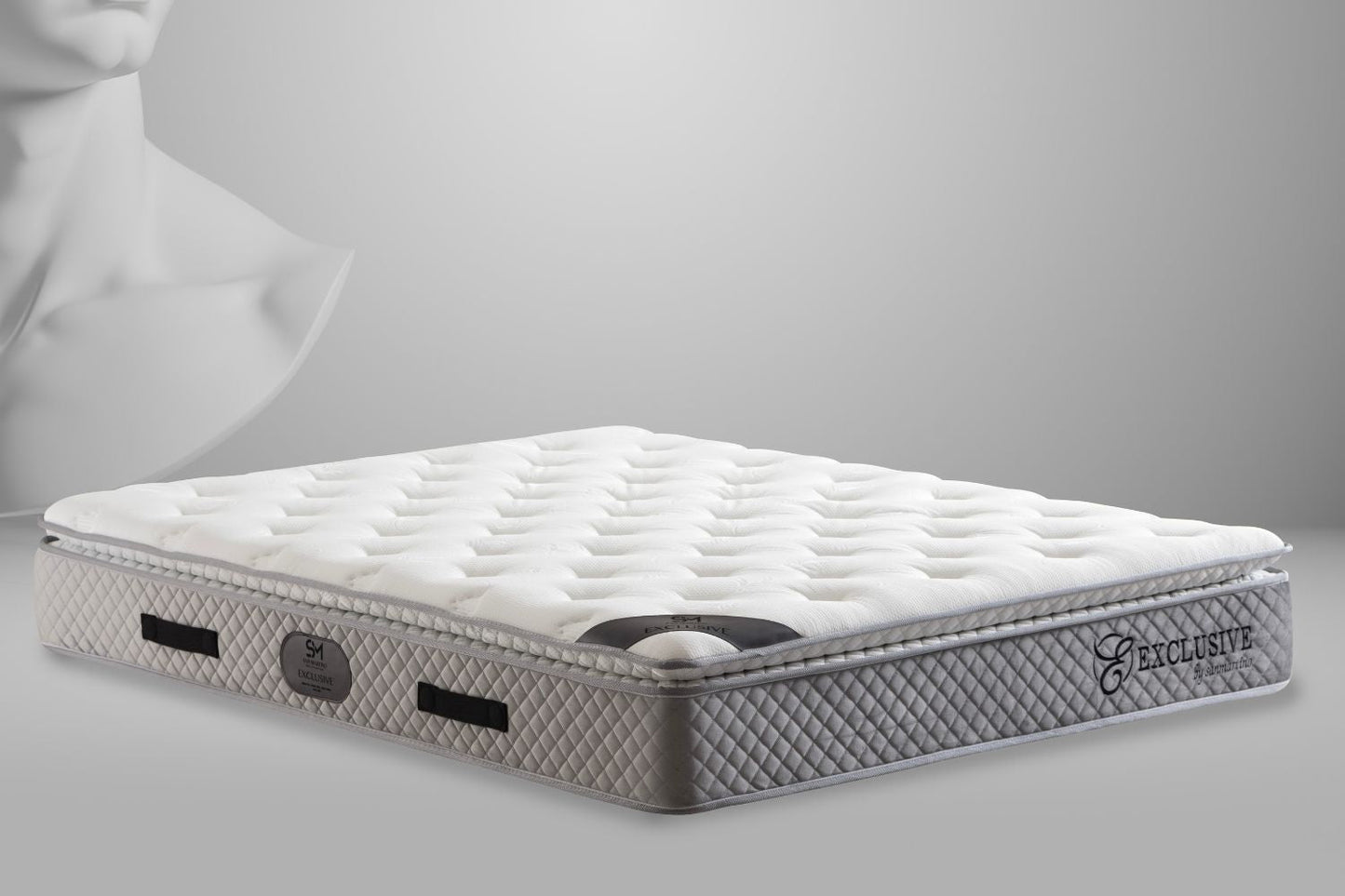 Matelas San Martino Exclusif Ressorts Gris - 32 cm avec surmatelas Intégré 180x200