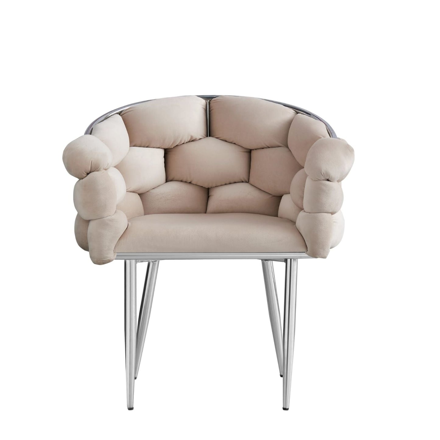 CHAISE BALLON BEIGE PIEDS ARGENT