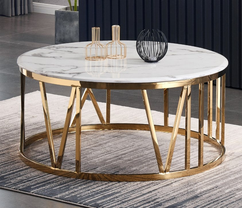 TABLE BASSE ATMOS CHROME MARBRE BLANC 100 cm