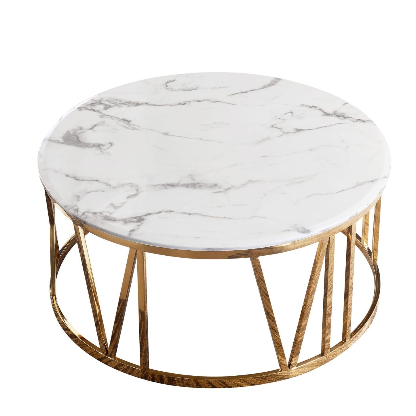 TABLE BASSE ATMOS CHROME MARBRE BLANC 100 cm