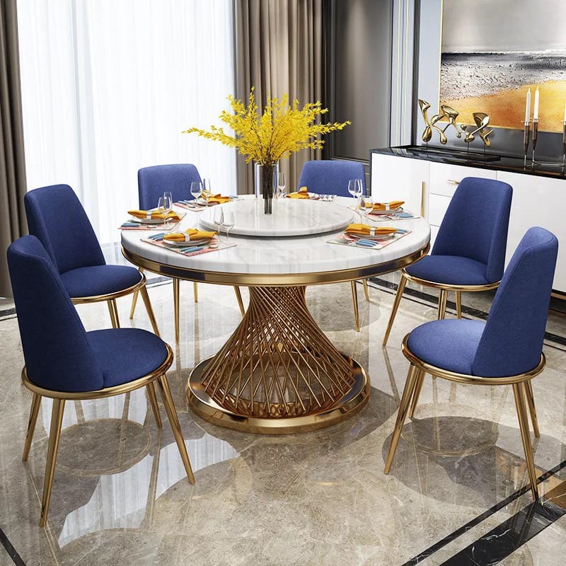 TABLE REPAS DELUXE GOLD MARBRE BLANC 130x75 cm