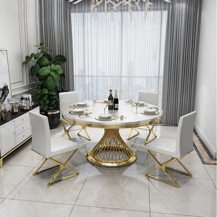 TABLE REPAS DELUXE GOLD MARBRE BLANC 130x75 cm